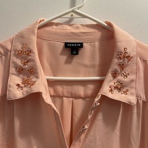 Torrid size 2 (18/20) long sleeved peach colored blouse